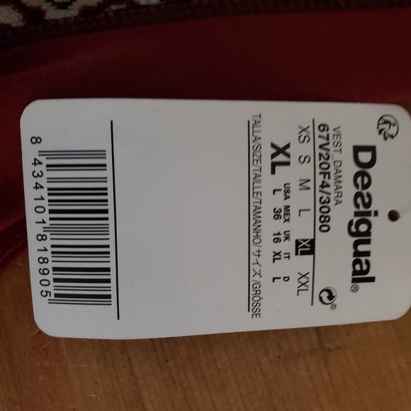 Desigual XLarge NWT Red Burgundy Patchwork Sheath Dress - Red Sweaterdress - Picture 8 of 13